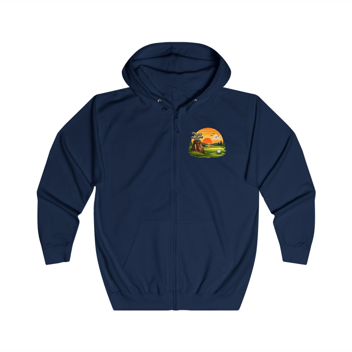 Kapuzenpullover mit Vintage Golf-Sonnenuntergang-Grafik