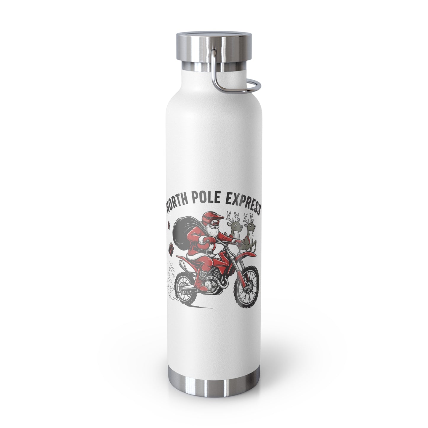 North Pole Express Motocross Christmas Insulated Flask