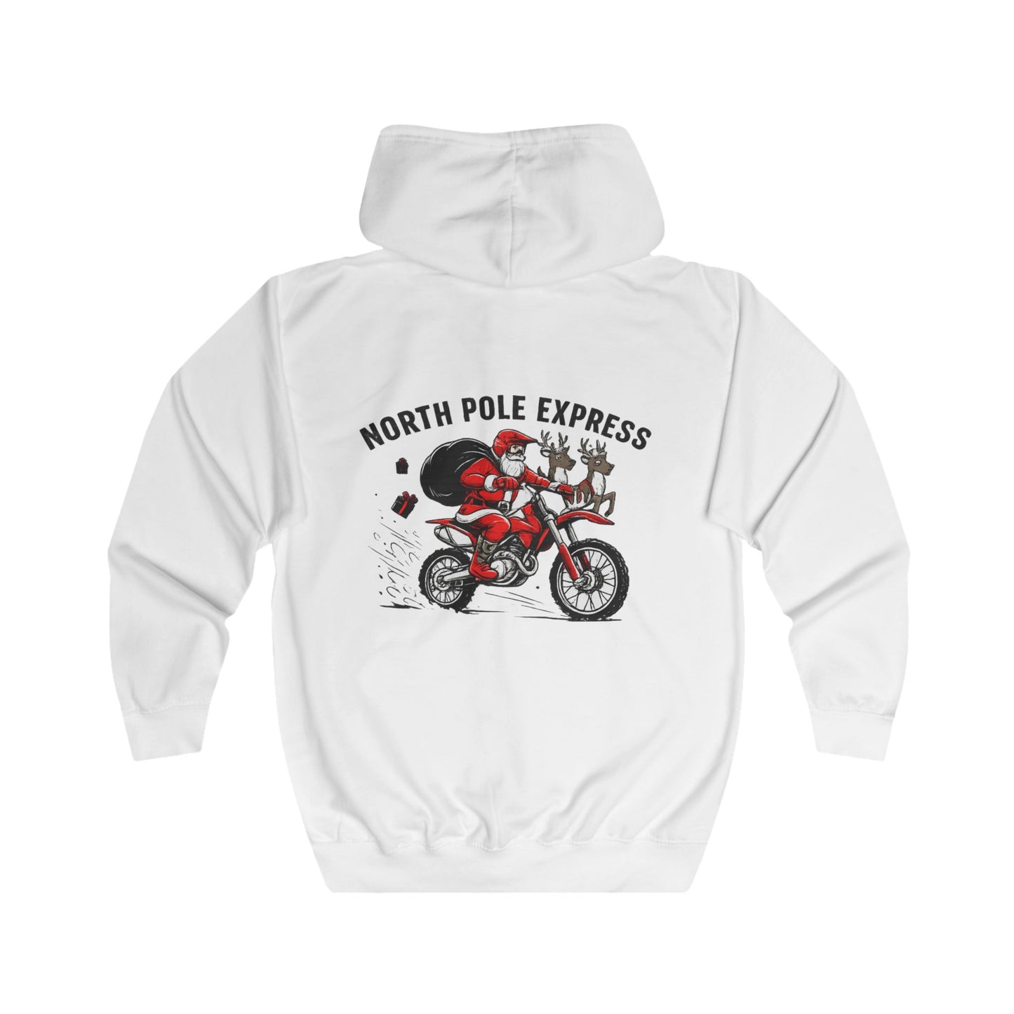 North Pole Express Motocross Christmas Zip Hoodie – Unisex