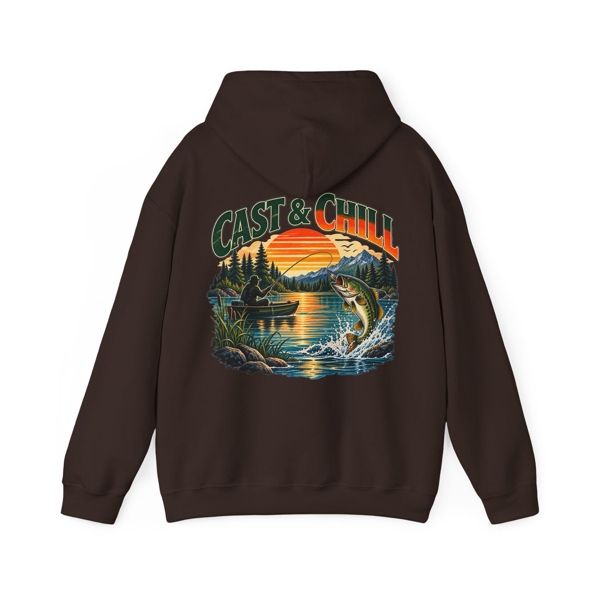 Cast & Chill Back Print Hoodie – Vintage Fishing Hoodie