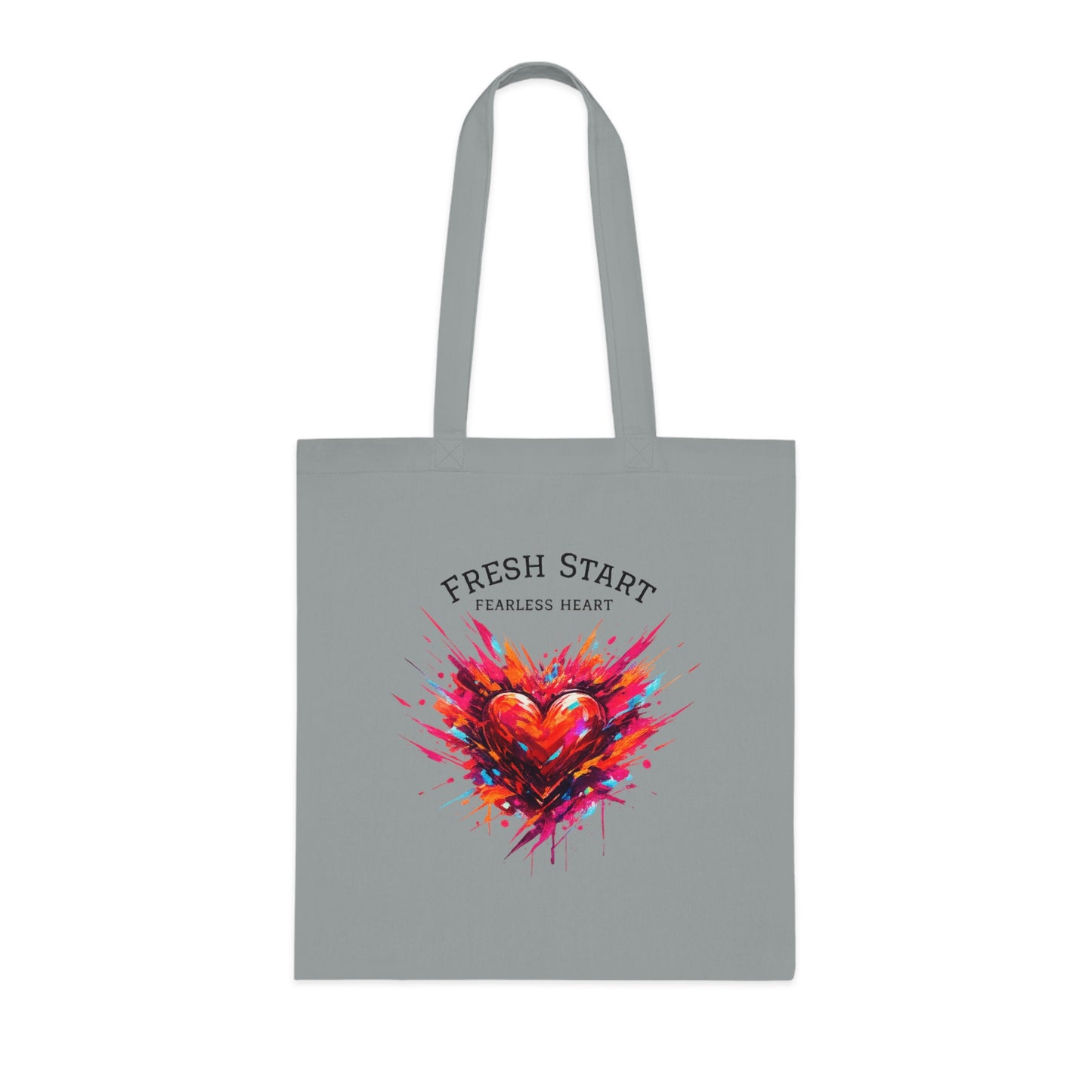 Fresh Start Fearless Heart Tote Bag | Inspirational Canvas Shopping Bag | Gifts & Lifestyle Collection