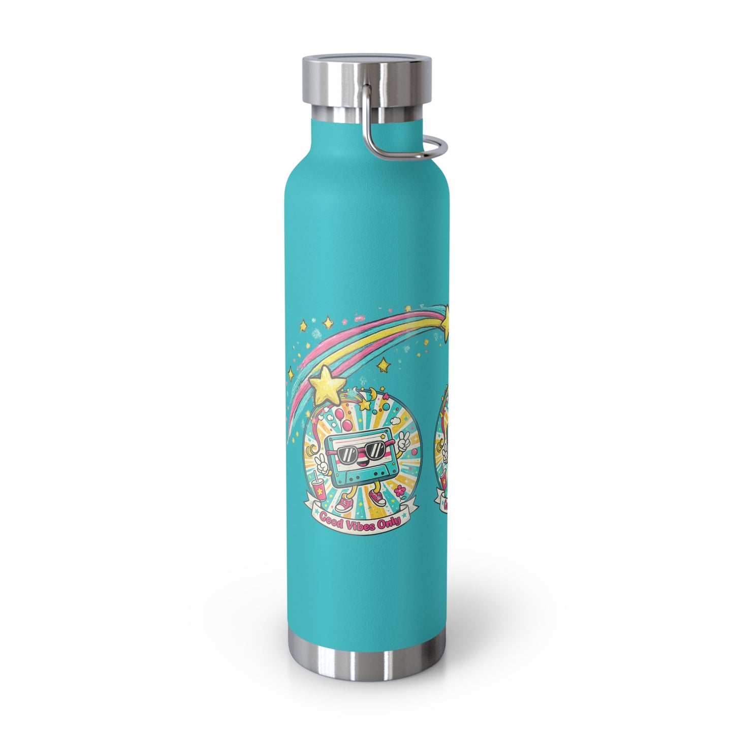 Retro Good Vibes Only Insulated Flask | Colourful Retro Travel Bottle | Stainless Steel Drinks Bottle | 80s & 90s Inspired