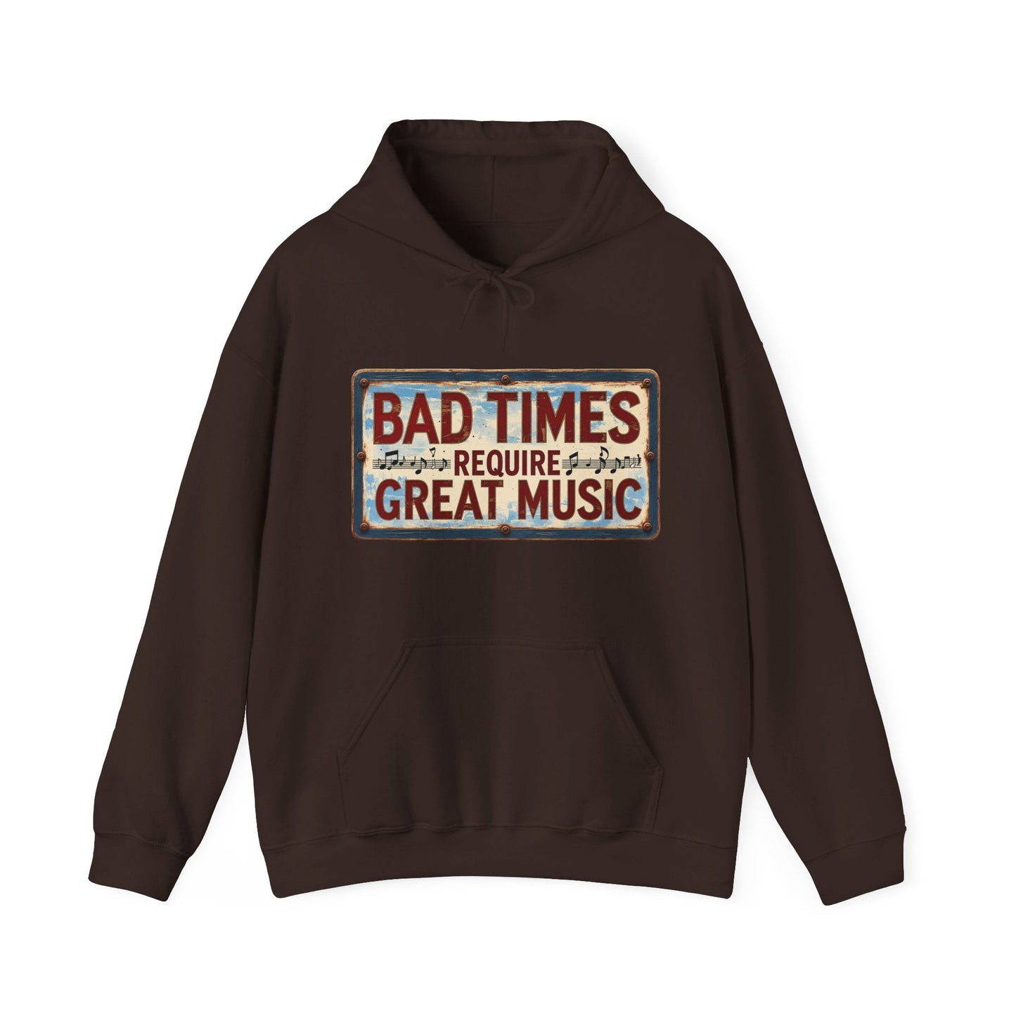 Bad Times Require Great Music Hoodie | Vintage Music Lover Hoodie | Unisex Graphic Pullover | Concert & Festival Gift - SJM Print Store