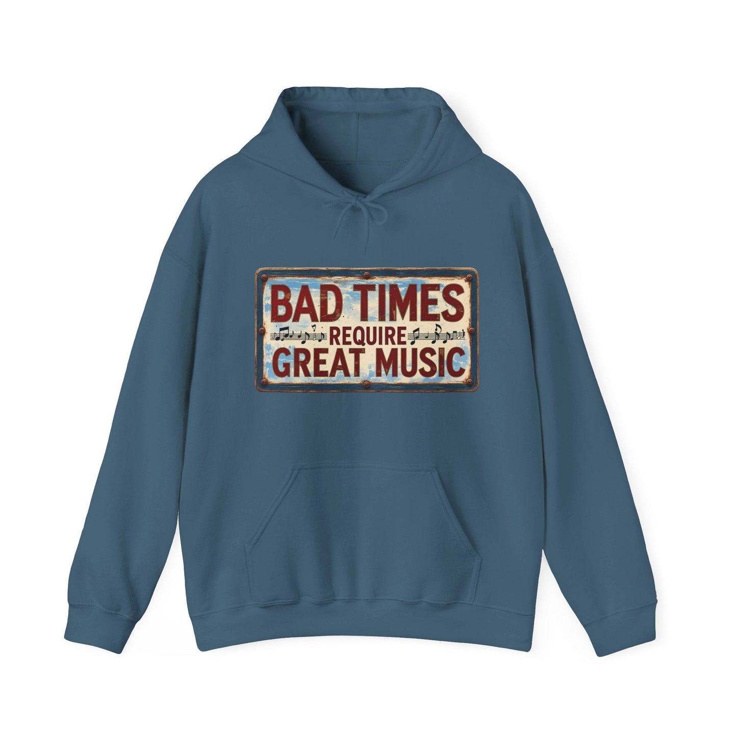 Bad Times Require Great Music Hoodie | Vintage Music Lover Hoodie | Unisex Graphic Pullover | Concert & Festival Gift - SJM Print Store