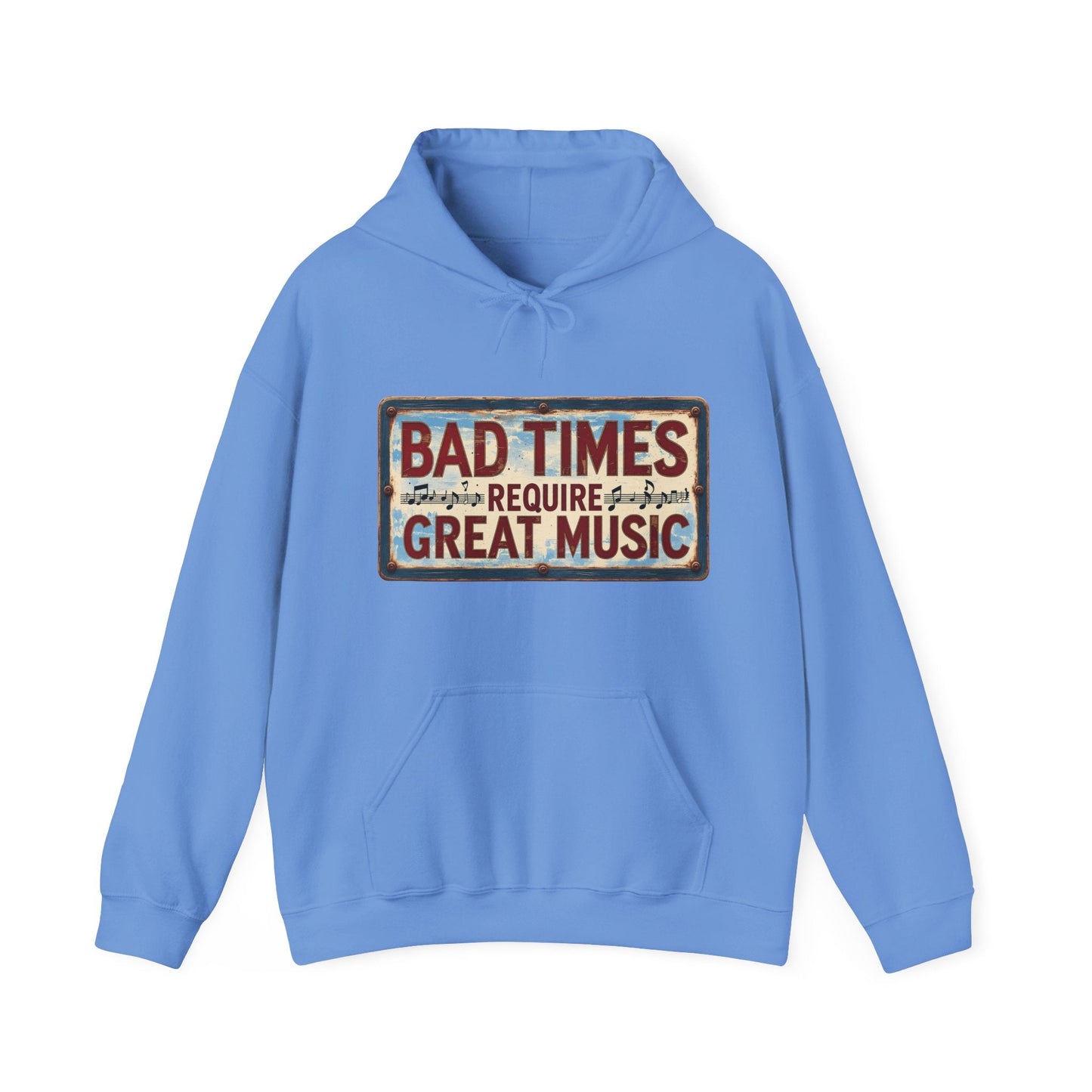 Bad Times Require Great Music Hoodie | Vintage Music Lover Hoodie | Unisex Graphic Pullover | Concert & Festival Gift - SJM Print Store