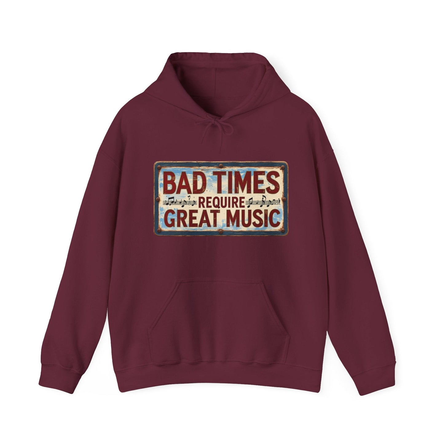 Bad Times Require Great Music Hoodie | Vintage Music Lover Hoodie | Unisex Graphic Pullover | Concert & Festival Gift - SJM Print Store