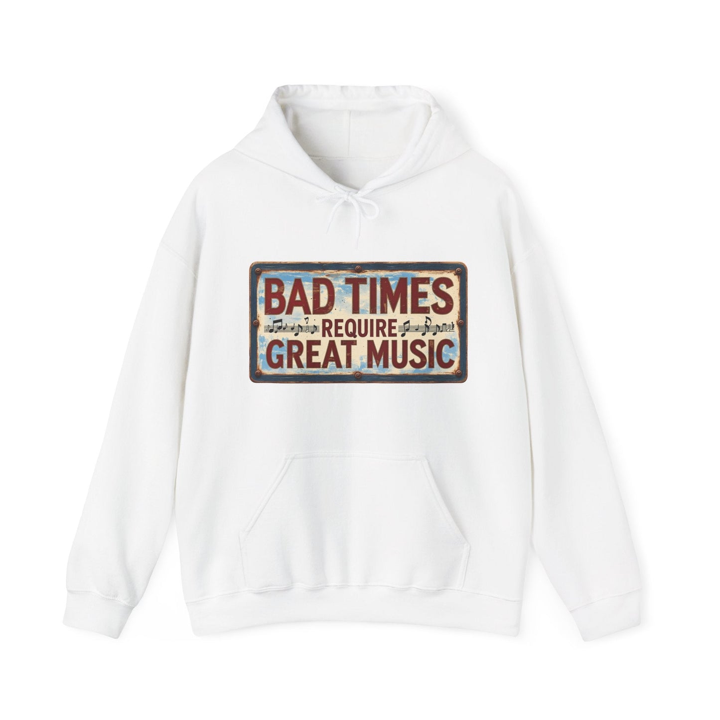 Bad Times Require Great Music Hoodie | Vintage Music Lover Hoodie | Unisex Graphic Pullover | Concert & Festival Gift - SJM Print Store