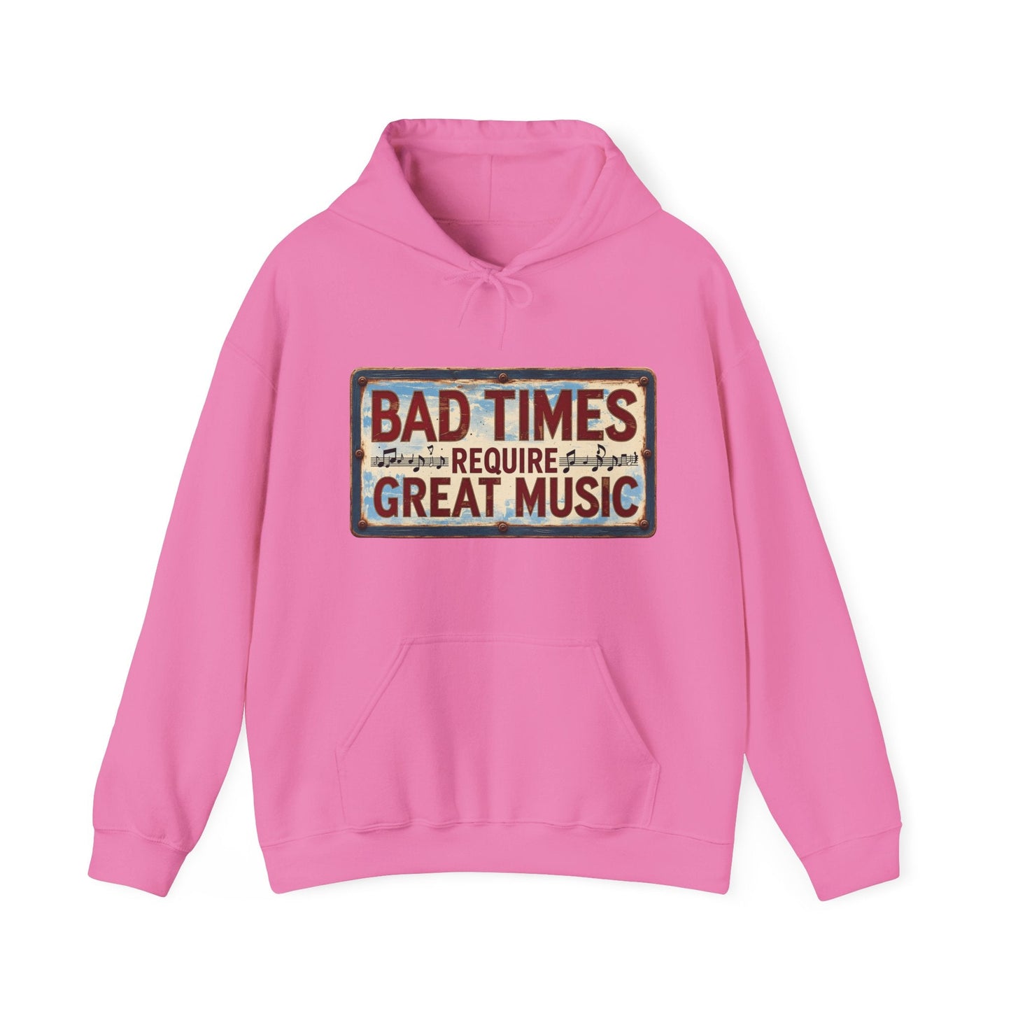 Bad Times Require Great Music Hoodie | Vintage Music Lover Hoodie | Unisex Graphic Pullover | Concert & Festival Gift - SJM Print Store