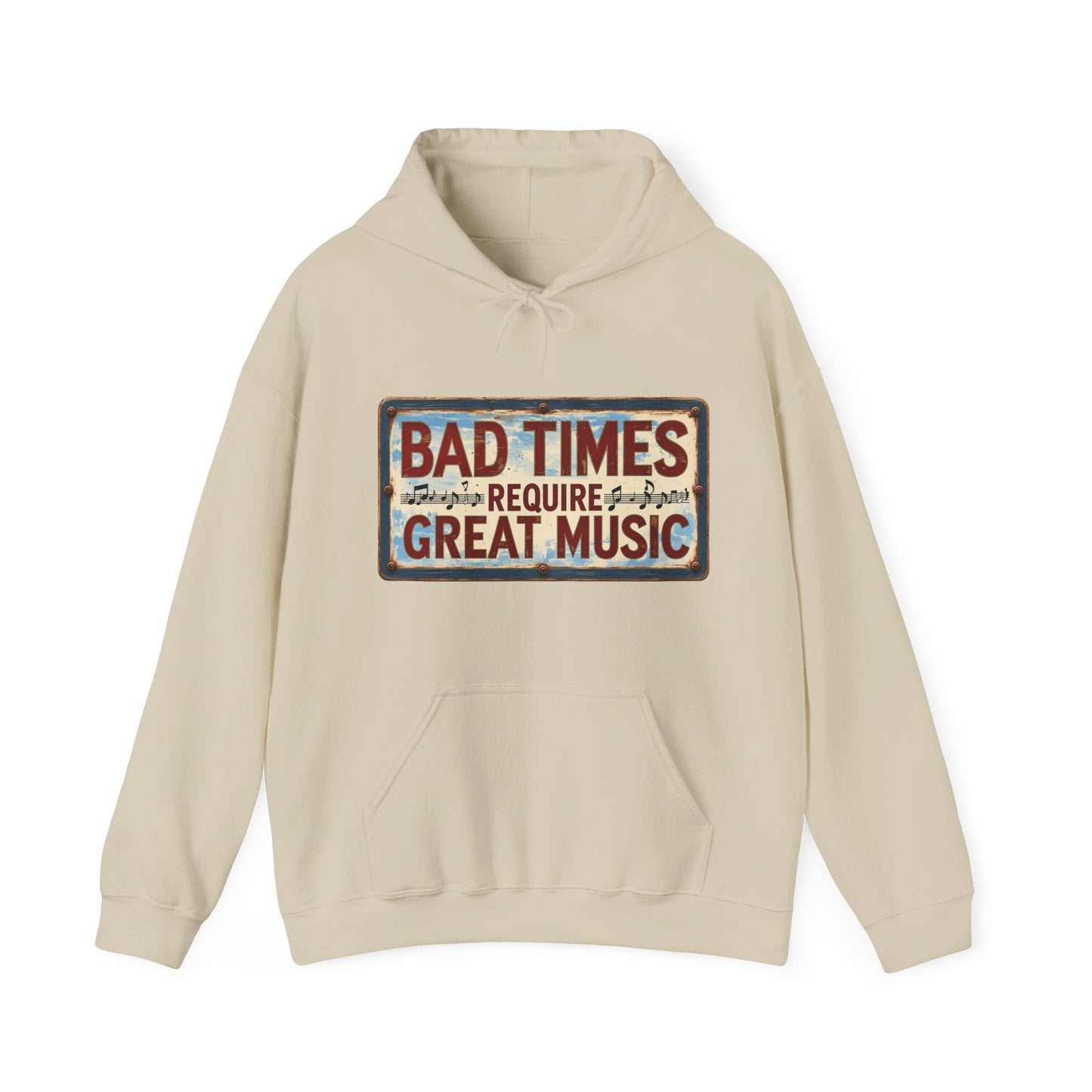 Bad Times Require Great Music Hoodie | Vintage Music Lover Hoodie | Unisex Graphic Pullover | Concert & Festival Gift - SJM Print Store