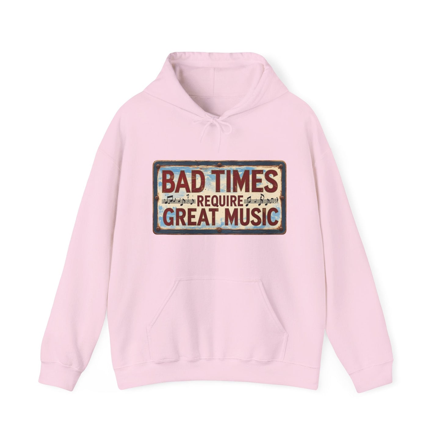Bad Times Require Great Music Hoodie | Vintage Music Lover Hoodie | Unisex Graphic Pullover | Concert & Festival Gift - SJM Print Store
