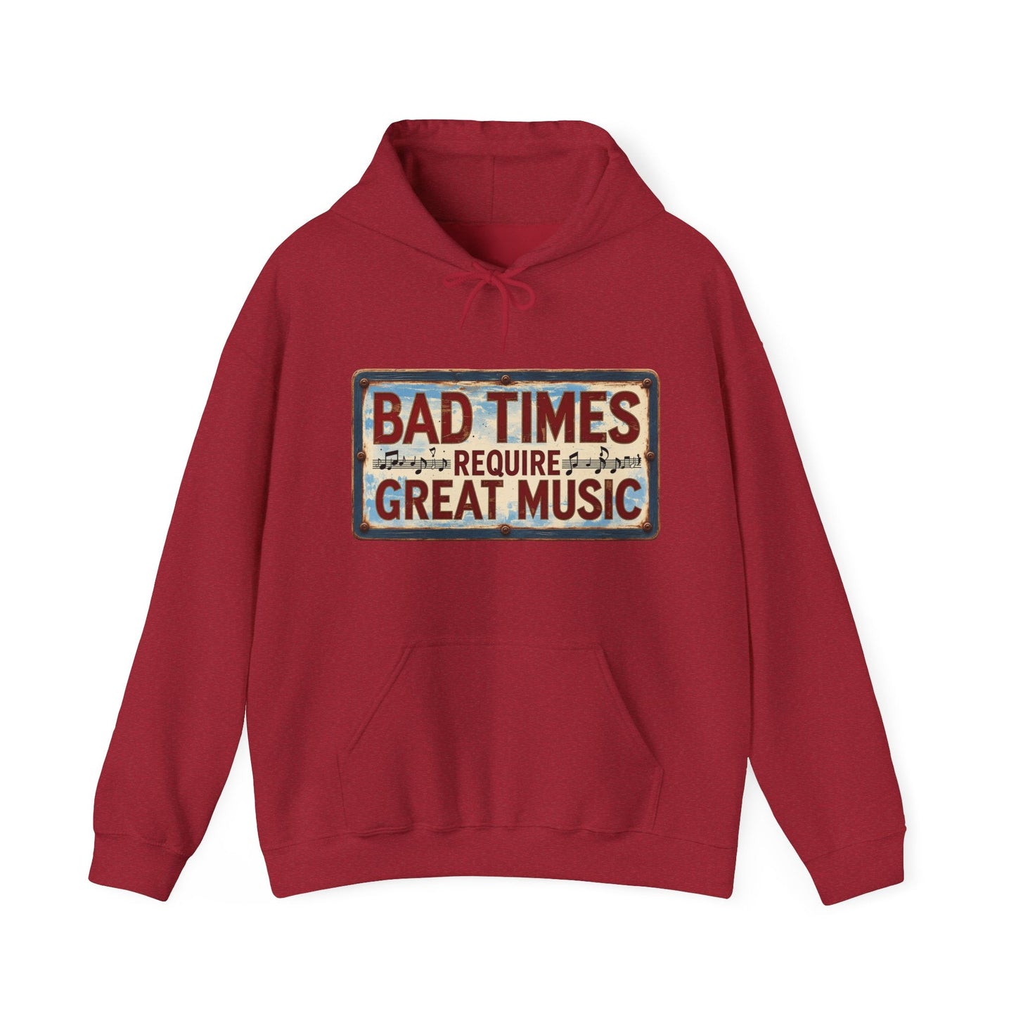 Bad Times Require Great Music Hoodie | Vintage Music Lover Hoodie | Unisex Graphic Pullover | Concert & Festival Gift - SJM Print Store
