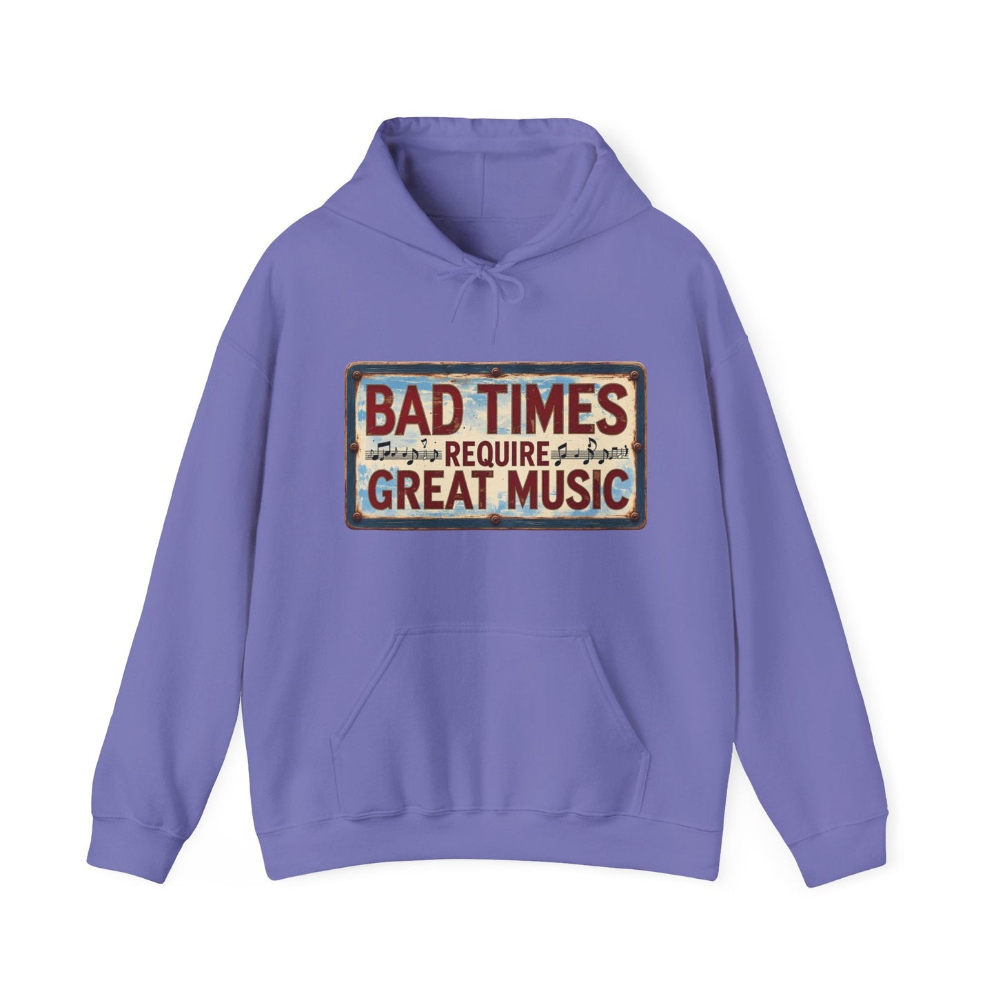 Bad Times Require Great Music Hoodie | Vintage Music Lover Hoodie | Unisex Graphic Pullover | Concert & Festival Gift - SJM Print Store