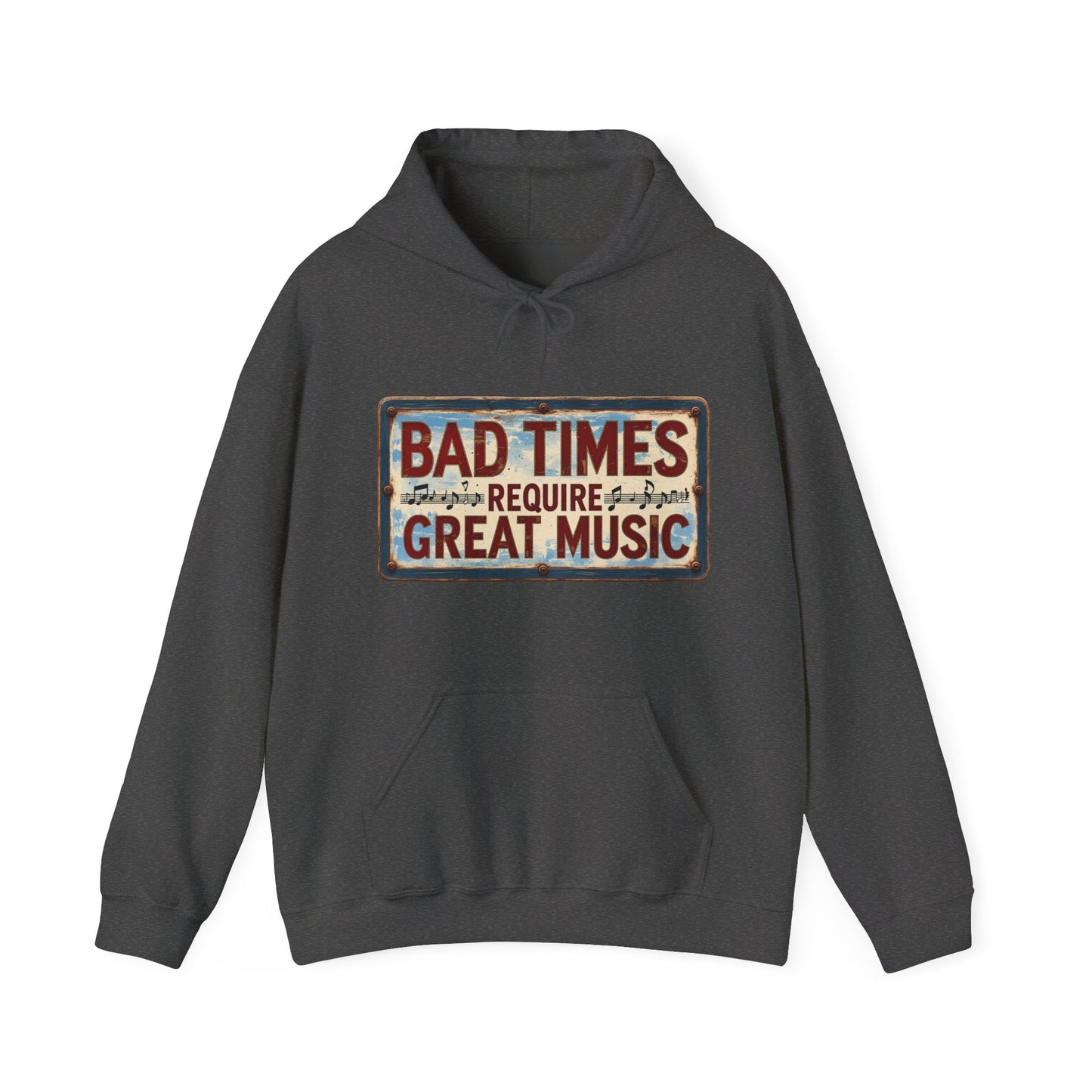 Bad Times Require Great Music Hoodie | Vintage Music Lover Hoodie | Unisex Graphic Pullover | Concert & Festival Gift - SJM Print Store