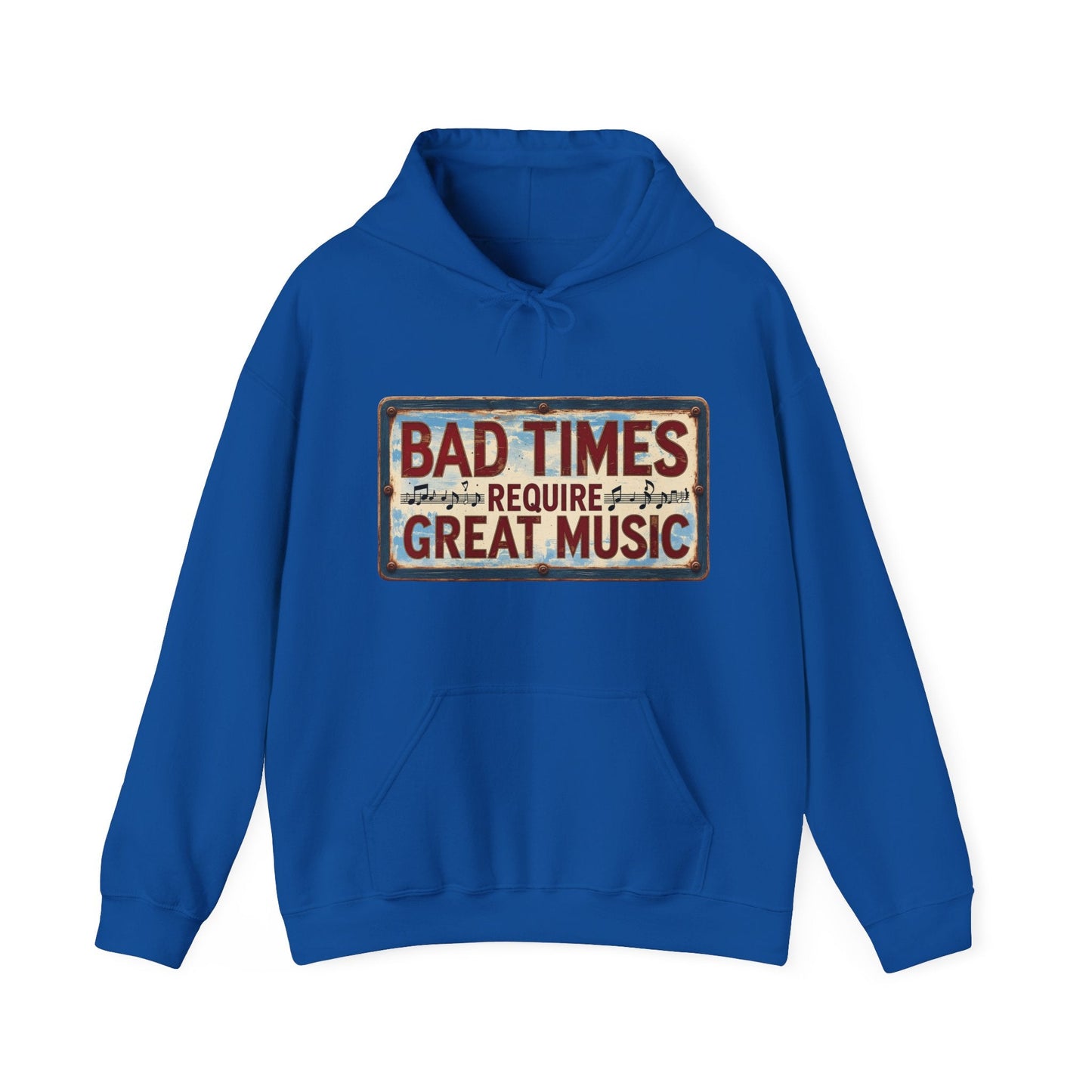 Bad Times Require Great Music Hoodie | Vintage Music Lover Hoodie | Unisex Graphic Pullover | Concert & Festival Gift - SJM Print Store