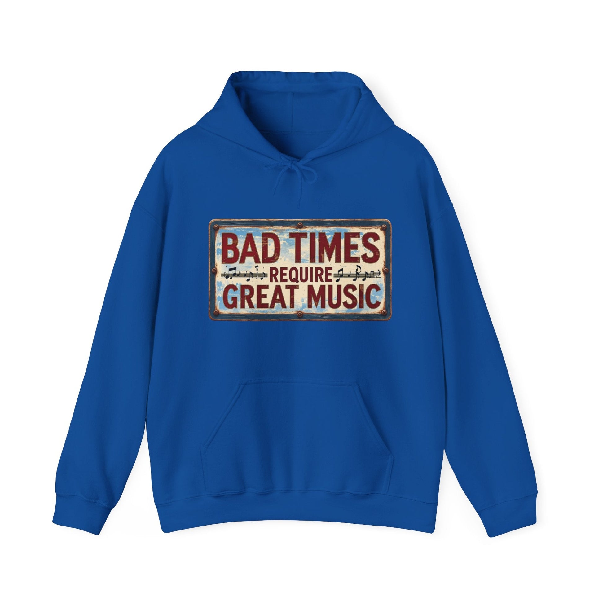 Bad Times Require Great Music Hoodie | Vintage Music Lover Hoodie | Unisex Graphic Pullover | Concert & Festival Gift - SJM Print Store