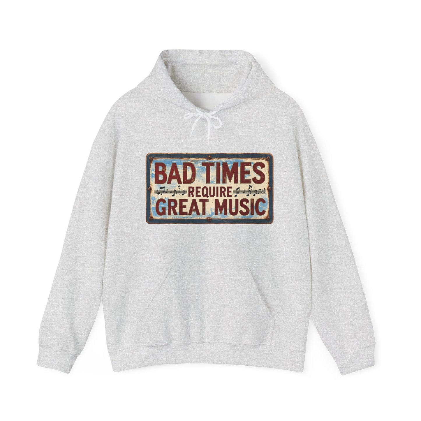 Bad Times Require Great Music Hoodie | Vintage Music Lover Hoodie | Unisex Graphic Pullover | Concert & Festival Gift - SJM Print Store