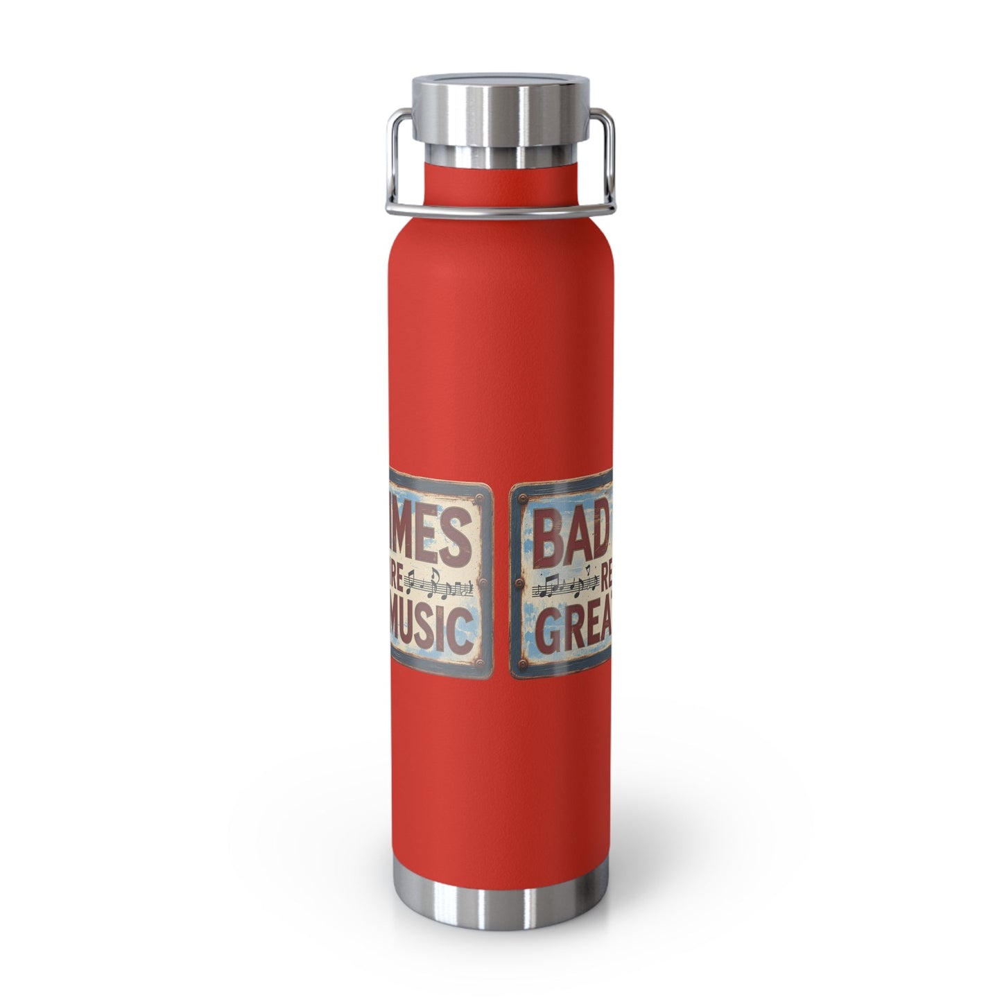Bad Times Require Great Music Insulated Water Bottle | Stainless Steel Travel Flask | Vintage Music Lover Bottle | Double Wall Vacuum Flask - SJM Print Store