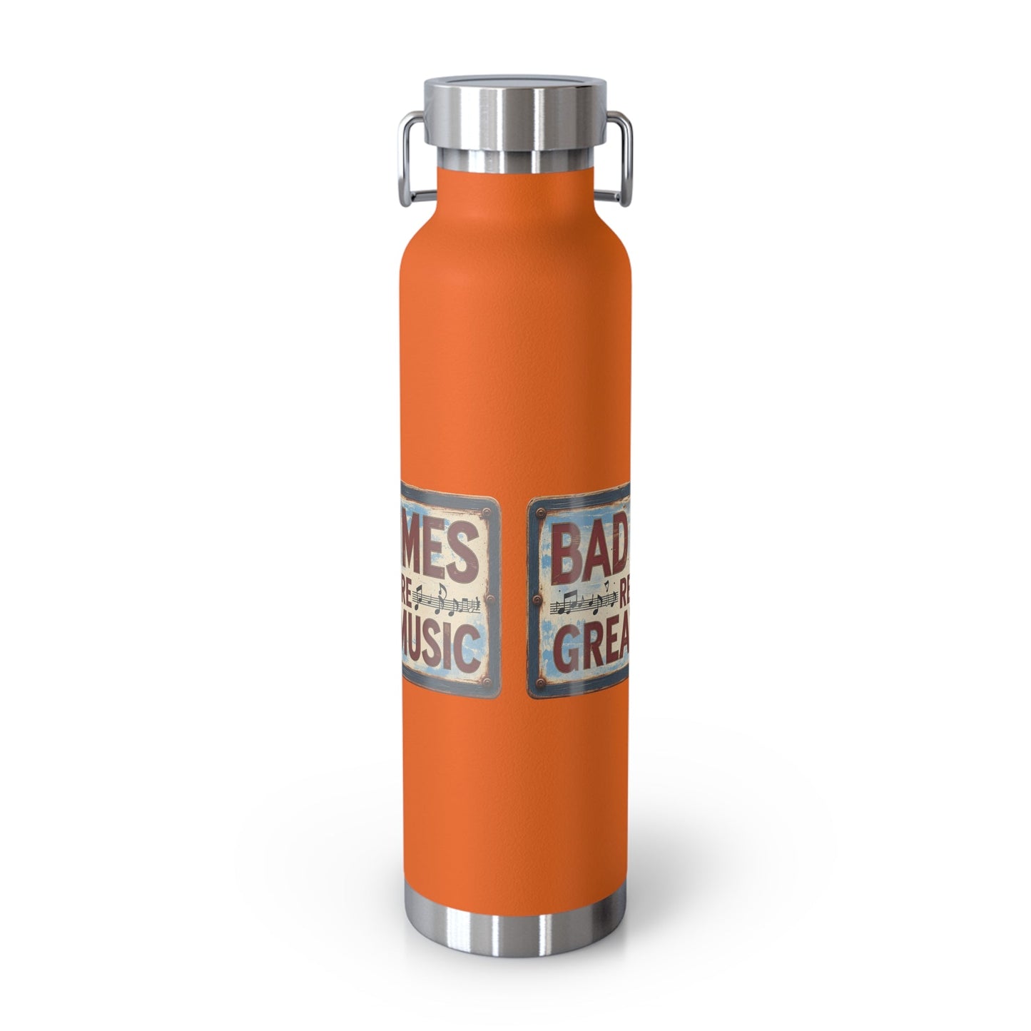 Bad Times Require Great Music Insulated Water Bottle | Stainless Steel Travel Flask | Vintage Music Lover Bottle | Double Wall Vacuum Flask - SJM Print Store