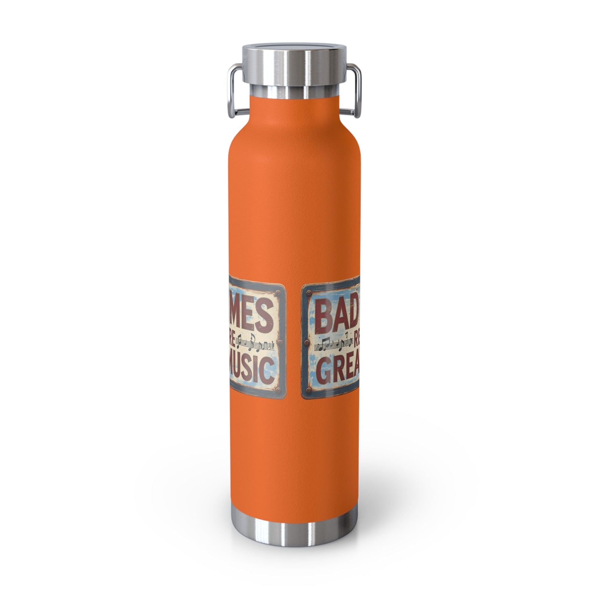 Bad Times Require Great Music Insulated Water Bottle | Stainless Steel Travel Flask | Vintage Music Lover Bottle | Double Wall Vacuum Flask - SJM Print Store