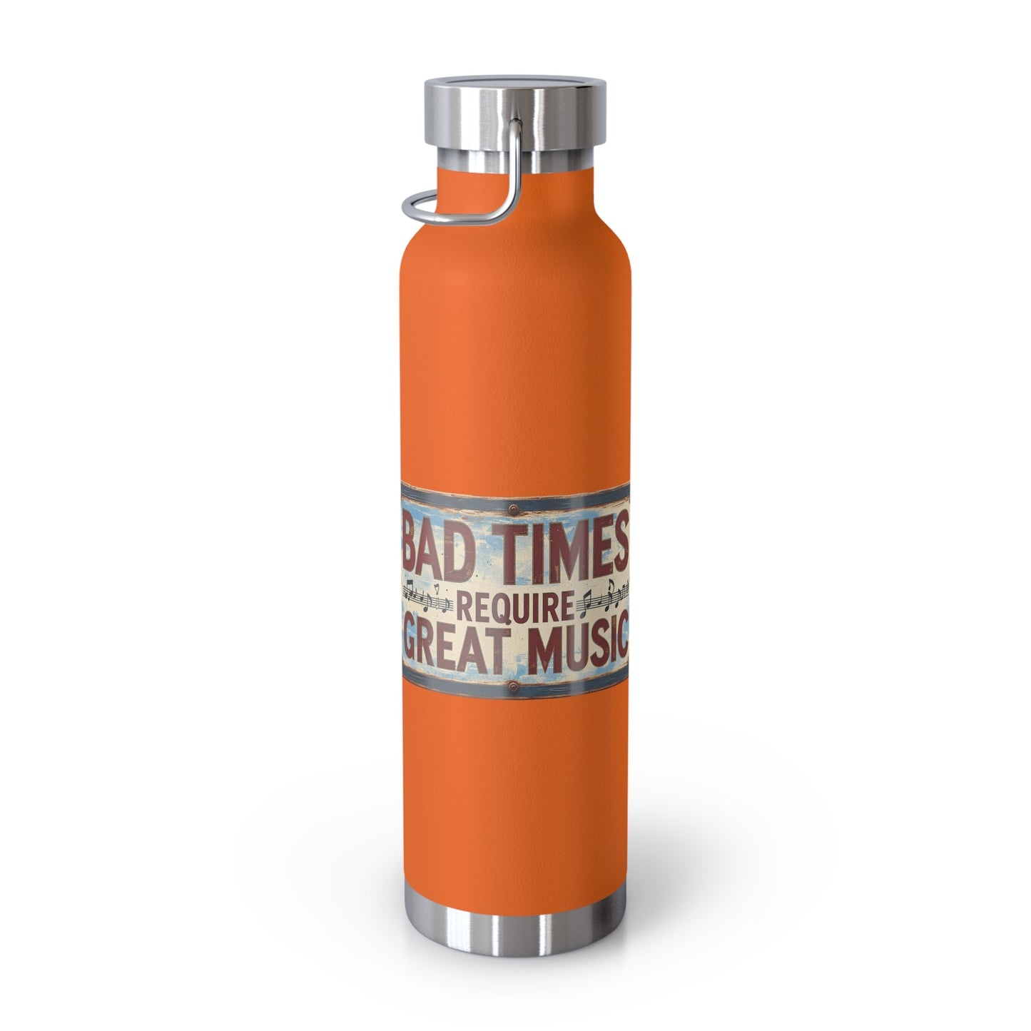 Bad Times Require Great Music Insulated Water Bottle | Stainless Steel Travel Flask | Vintage Music Lover Bottle | Double Wall Vacuum Flask - SJM Print Store