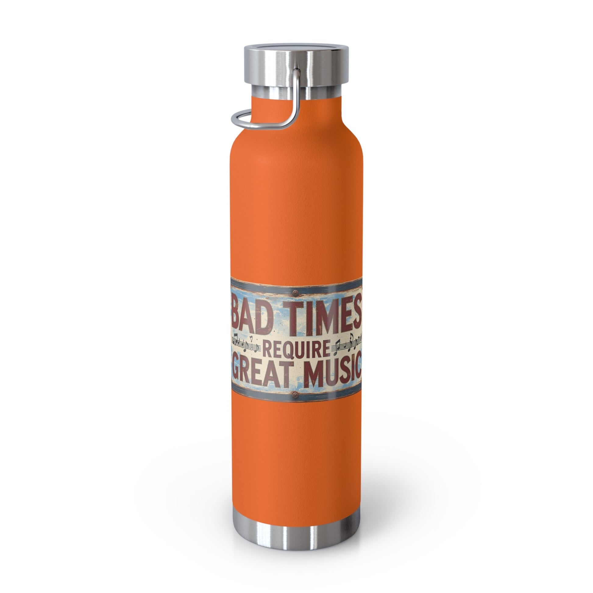 Bad Times Require Great Music Insulated Water Bottle | Stainless Steel Travel Flask | Vintage Music Lover Bottle | Double Wall Vacuum Flask - SJM Print Store