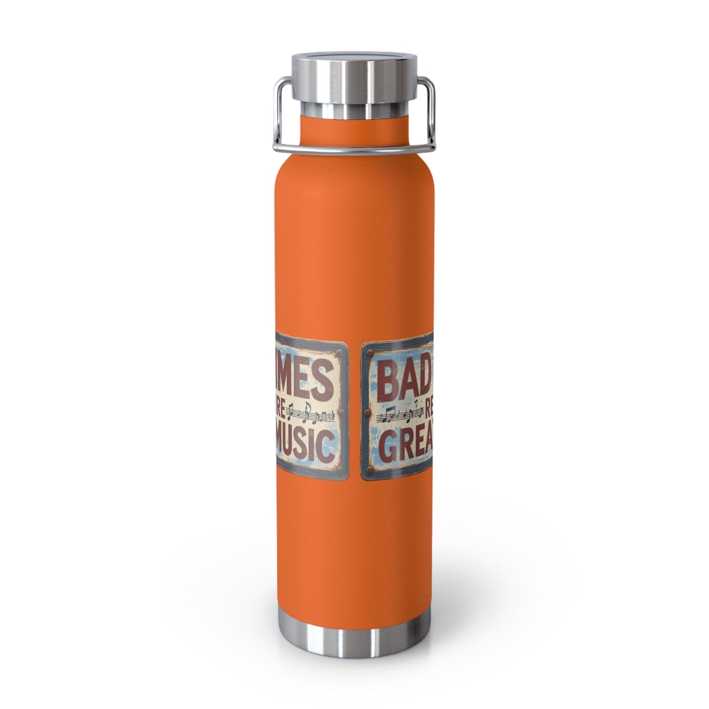 Bad Times Require Great Music Insulated Water Bottle | Stainless Steel Travel Flask | Vintage Music Lover Bottle | Double Wall Vacuum Flask - SJM Print Store