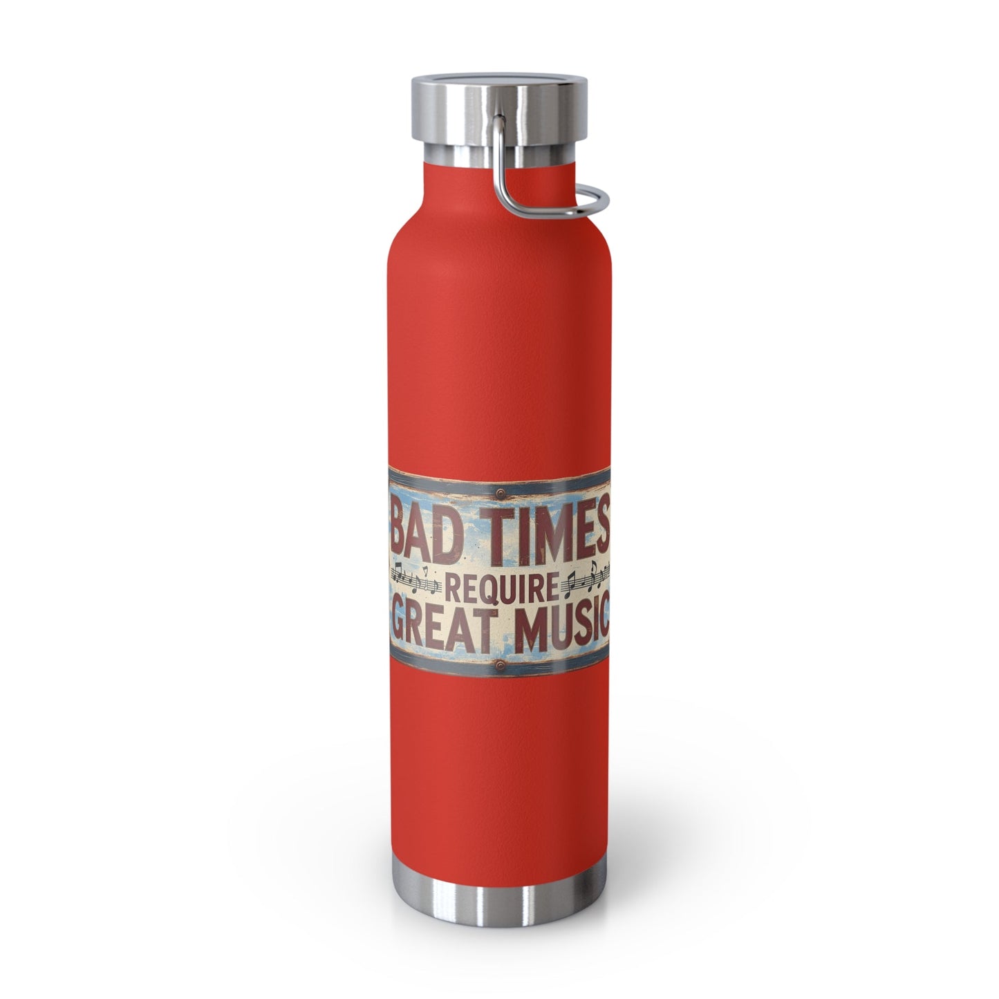 Bad Times Require Great Music Insulated Water Bottle | Stainless Steel Travel Flask | Vintage Music Lover Bottle | Double Wall Vacuum Flask - SJM Print Store