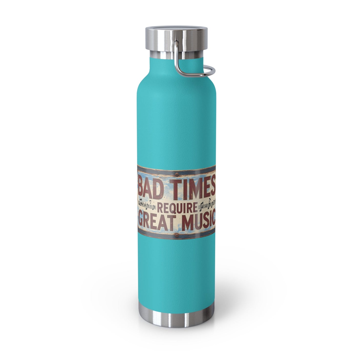 Bad Times Require Great Music Insulated Water Bottle | Stainless Steel Travel Flask | Vintage Music Lover Bottle | Double Wall Vacuum Flask - SJM Print Store