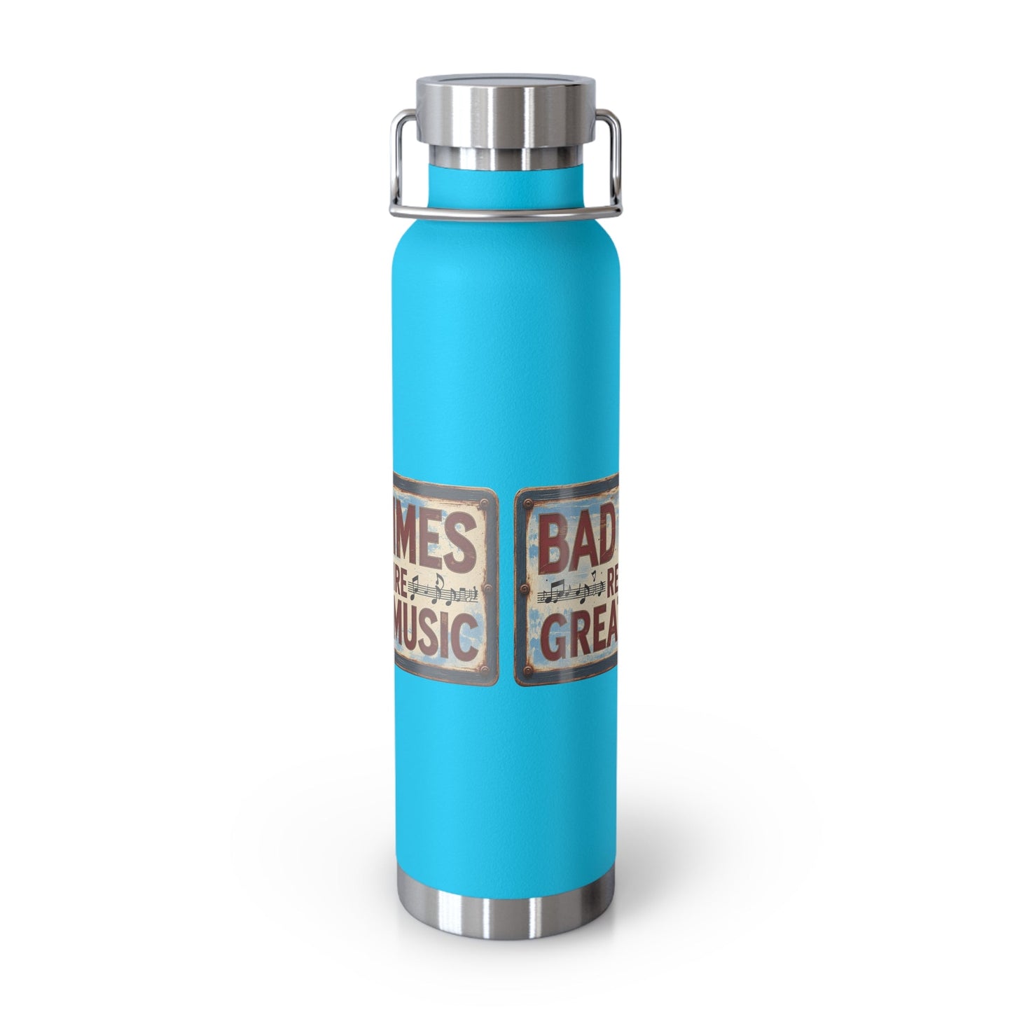 Bad Times Require Great Music Insulated Water Bottle | Stainless Steel Travel Flask | Vintage Music Lover Bottle | Double Wall Vacuum Flask - SJM Print Store