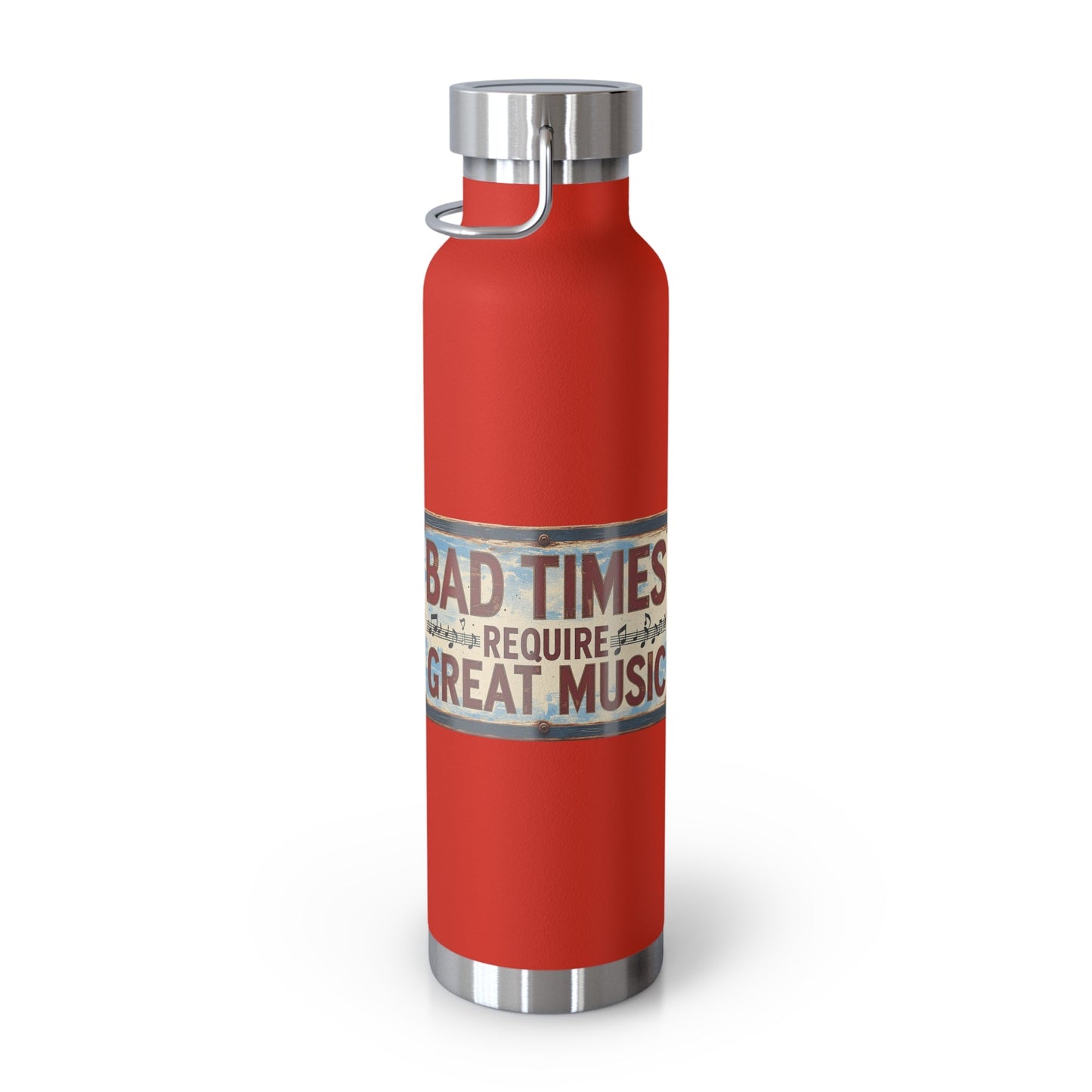 Bad Times Require Great Music Insulated Water Bottle | Stainless Steel Travel Flask | Vintage Music Lover Bottle | Double Wall Vacuum Flask - SJM Print Store