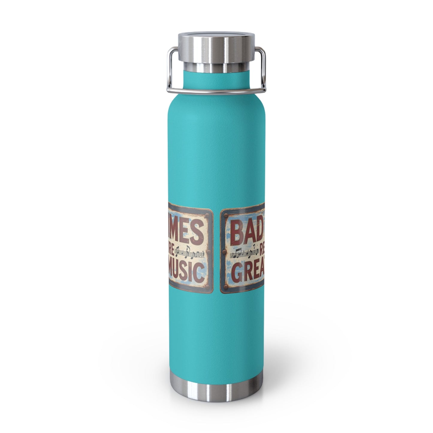 Bad Times Require Great Music Insulated Water Bottle | Stainless Steel Travel Flask | Vintage Music Lover Bottle | Double Wall Vacuum Flask - SJM Print Store