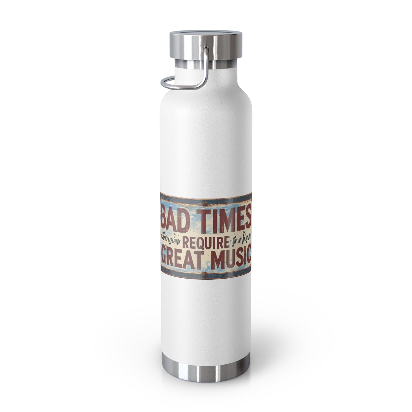 Bad Times Require Great Music Insulated Water Bottle | Stainless Steel Travel Flask | Vintage Music Lover Bottle | Double Wall Vacuum Flask - SJM Print Store