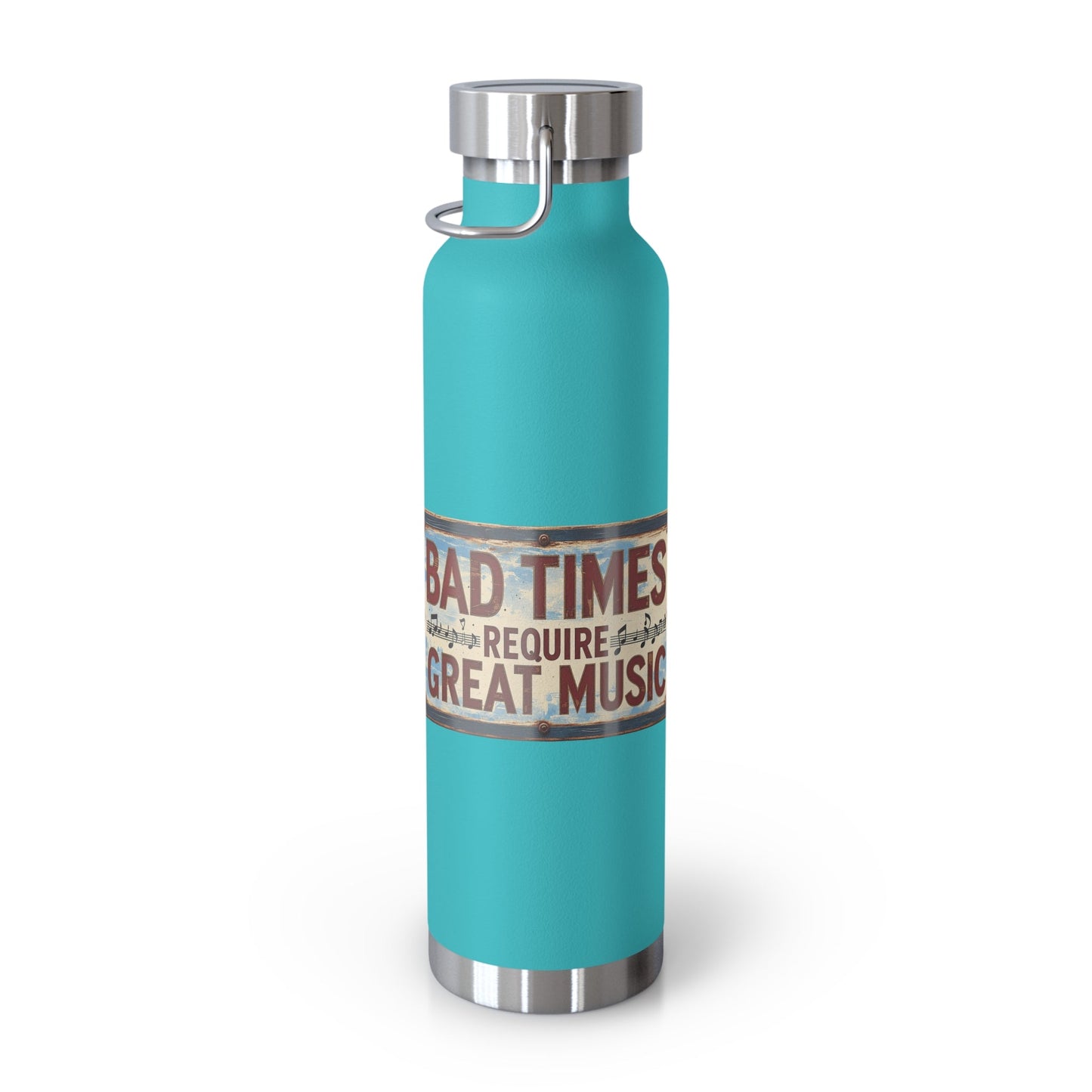 Bad Times Require Great Music Insulated Water Bottle | Stainless Steel Travel Flask | Vintage Music Lover Bottle | Double Wall Vacuum Flask - SJM Print Store