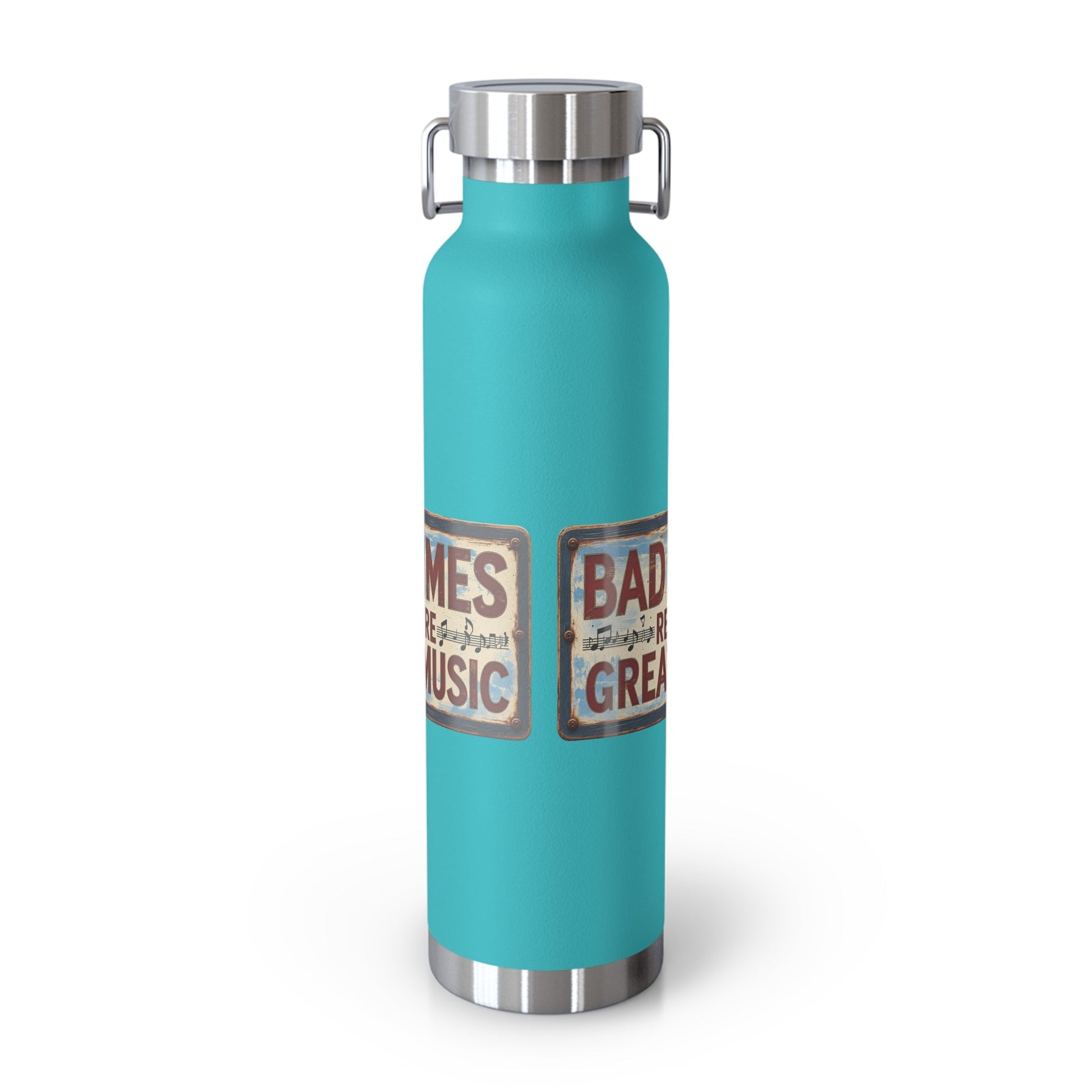 Bad Times Require Great Music Insulated Water Bottle | Stainless Steel Travel Flask | Vintage Music Lover Bottle | Double Wall Vacuum Flask - SJM Print Store