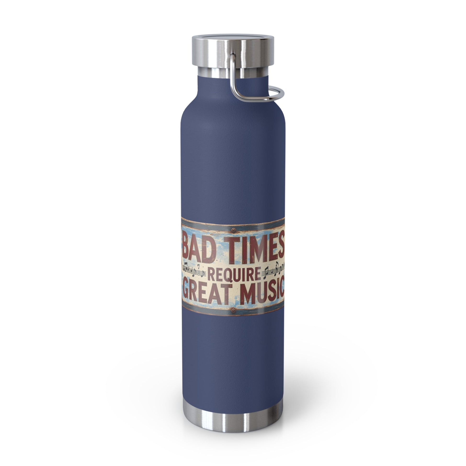 Bad Times Require Great Music Insulated Water Bottle | Stainless Steel Travel Flask | Vintage Music Lover Bottle | Double Wall Vacuum Flask - SJM Print Store