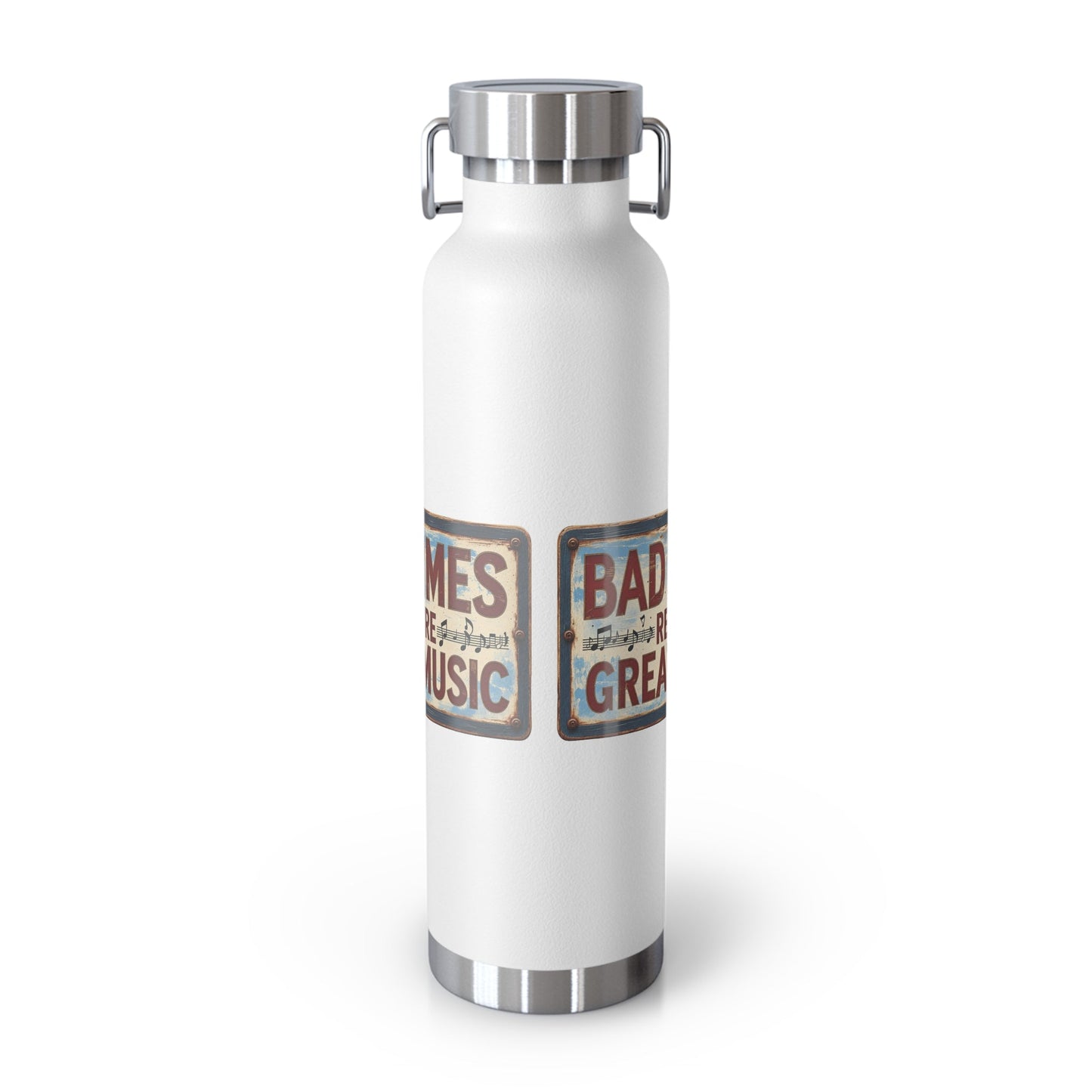 Bad Times Require Great Music Insulated Water Bottle | Stainless Steel Travel Flask | Vintage Music Lover Bottle | Double Wall Vacuum Flask - SJM Print Store