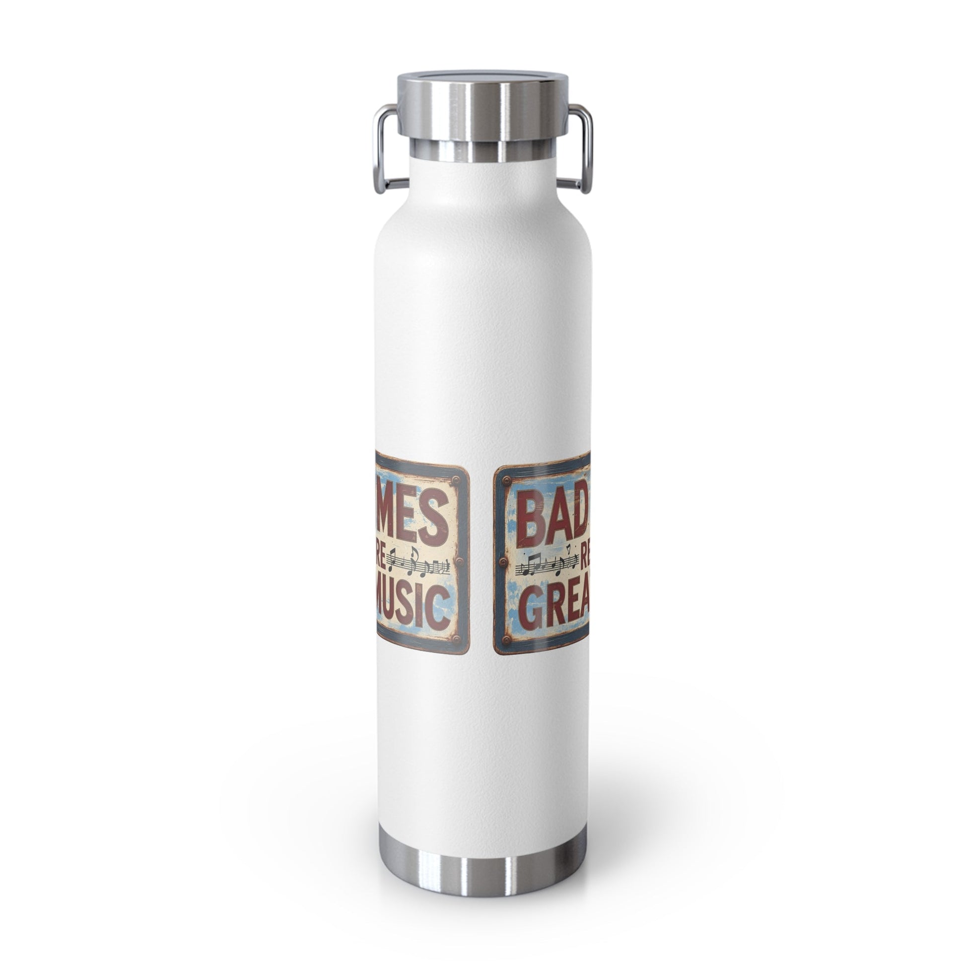 Bad Times Require Great Music Insulated Water Bottle | Stainless Steel Travel Flask | Vintage Music Lover Bottle | Double Wall Vacuum Flask - SJM Print Store