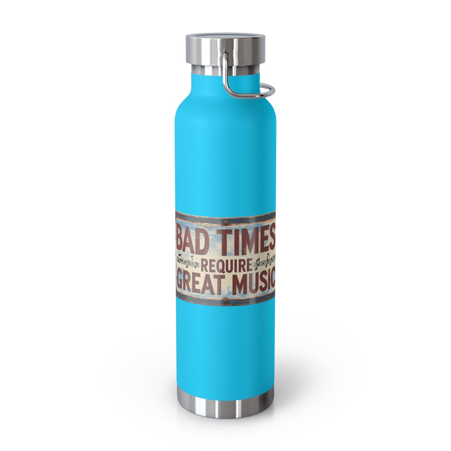 Bad Times Require Great Music Insulated Water Bottle | Stainless Steel Travel Flask | Vintage Music Lover Bottle | Double Wall Vacuum Flask - SJM Print Store