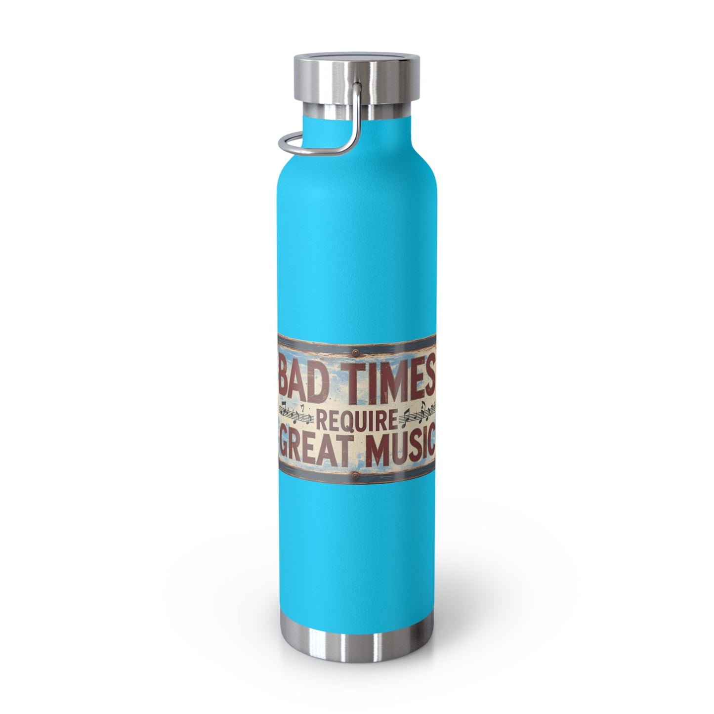 Bad Times Require Great Music Insulated Water Bottle | Stainless Steel Travel Flask | Vintage Music Lover Bottle | Double Wall Vacuum Flask - SJM Print Store