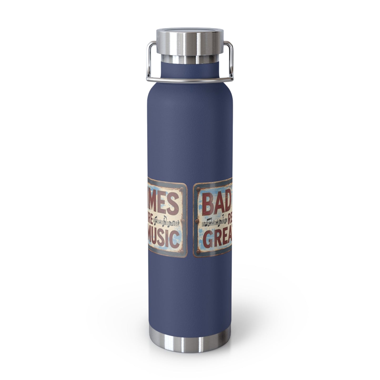 Bad Times Require Great Music Insulated Water Bottle | Stainless Steel Travel Flask | Vintage Music Lover Bottle | Double Wall Vacuum Flask - SJM Print Store