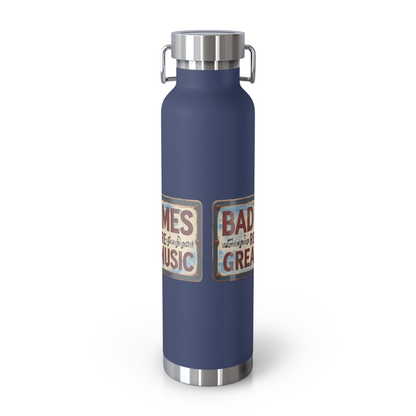 Bad Times Require Great Music Insulated Water Bottle | Stainless Steel Travel Flask | Vintage Music Lover Bottle | Double Wall Vacuum Flask - SJM Print Store