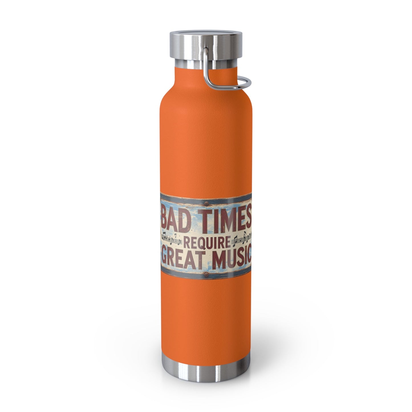 Bad Times Require Great Music Insulated Water Bottle | Stainless Steel Travel Flask | Vintage Music Lover Bottle | Double Wall Vacuum Flask - SJM Print Store