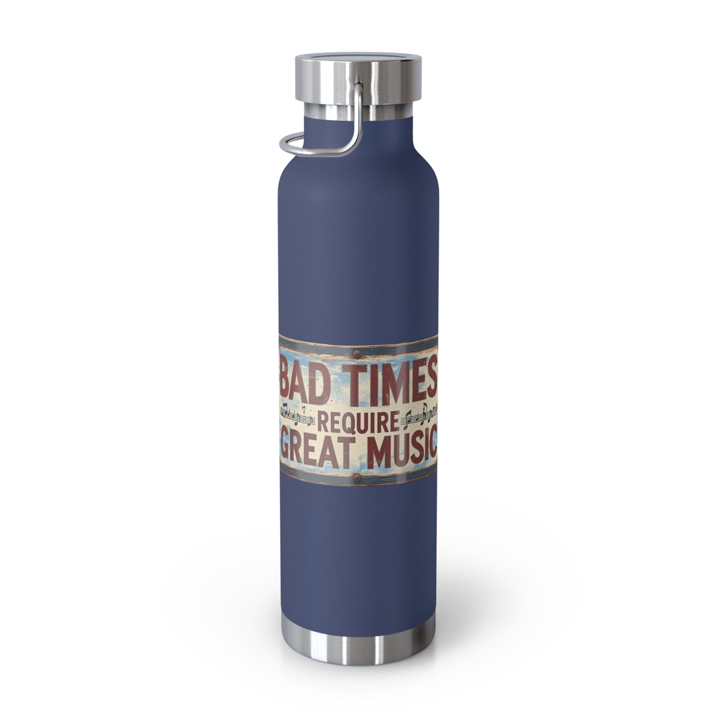 Bad Times Require Great Music Insulated Water Bottle | Stainless Steel Travel Flask | Vintage Music Lover Bottle | Double Wall Vacuum Flask - SJM Print Store