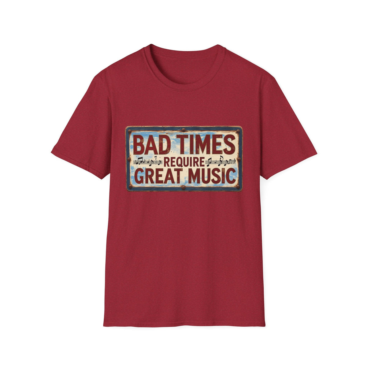 Bad Times Require Great Music T-Shirt | Vintage Music Lover Tee | Retro Graphic Unisex Shirt | Concert & Festival Gift - SJM Print Store