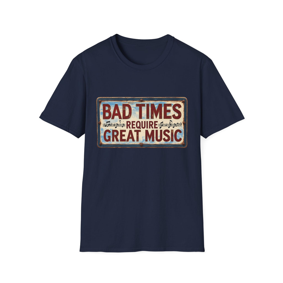 Bad Times Require Great Music T-Shirt | Vintage Music Lover Tee | Retro Graphic Unisex Shirt | Concert & Festival Gift - SJM Print Store