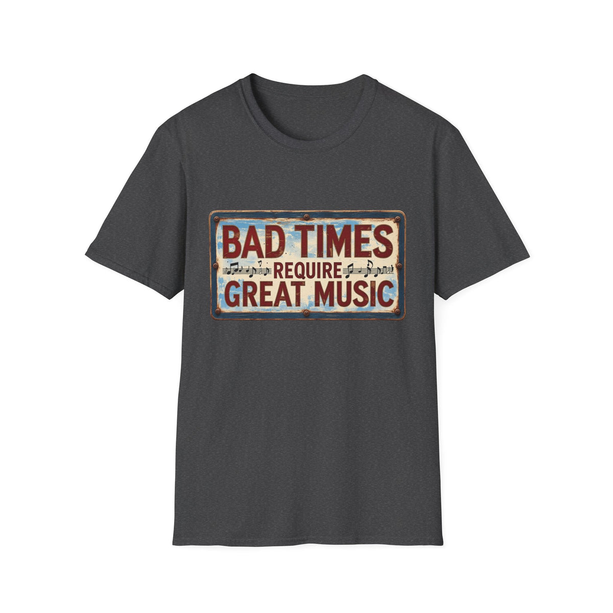 Bad Times Require Great Music T-Shirt | Vintage Music Lover Tee | Retro Graphic Unisex Shirt | Concert & Festival Gift - SJM Print Store