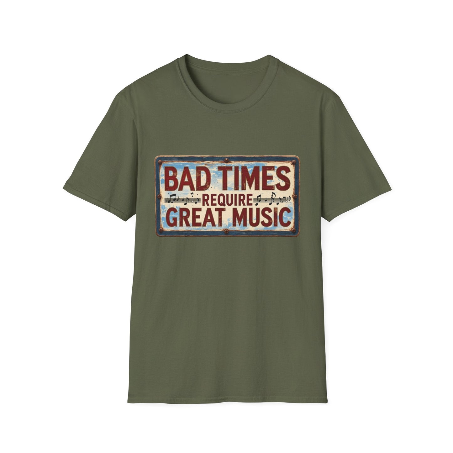 Bad Times Require Great Music T-Shirt | Vintage Music Lover Tee | Retro Graphic Unisex Shirt | Concert & Festival Gift - SJM Print Store