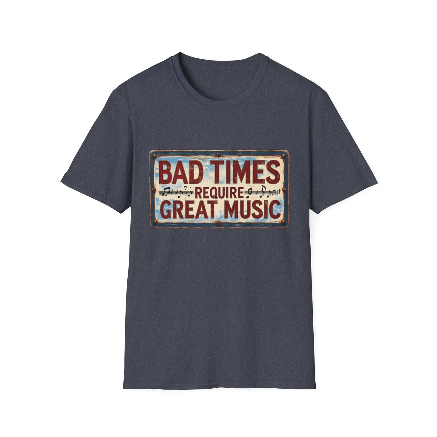 Bad Times Require Great Music T-Shirt | Vintage Music Lover Tee | Retro Graphic Unisex Shirt | Concert & Festival Gift - SJM Print Store