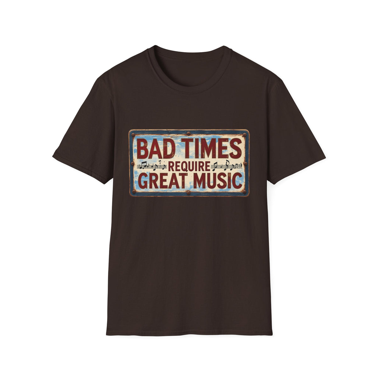 Bad Times Require Great Music T-Shirt | Vintage Music Lover Tee | Retro Graphic Unisex Shirt | Concert & Festival Gift - SJM Print Store