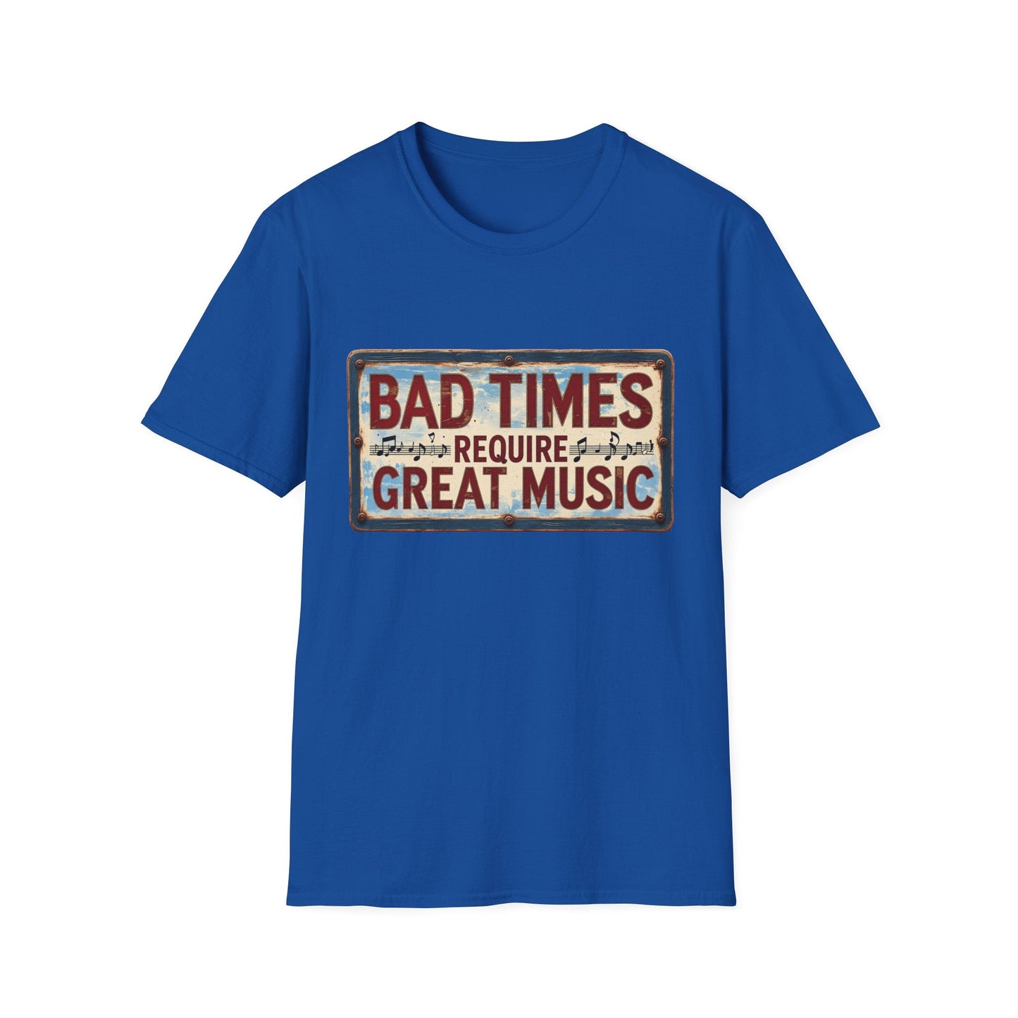 Bad Times Require Great Music T-Shirt | Vintage Music Lover Tee | Retro Graphic Unisex Shirt | Concert & Festival Gift - SJM Print Store